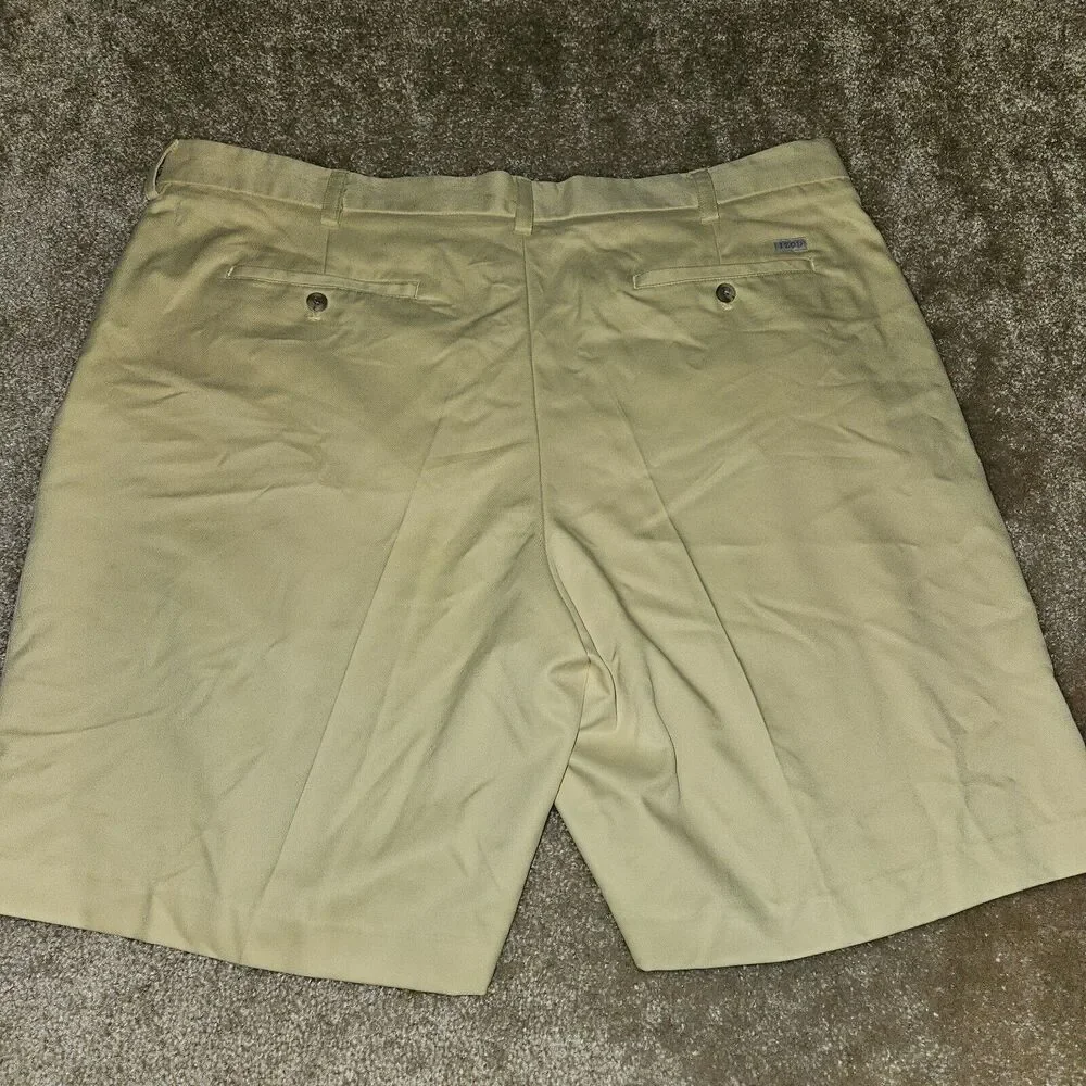 Lot Of 2 Izod Chino Shorts Men’s Size 42 Yellow Beige Flat Front Stretch Pockets